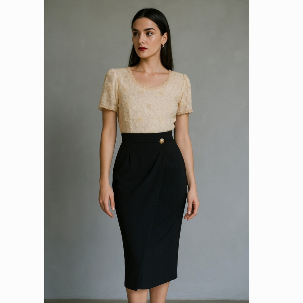 Liz Claiborne Vintage Gown Sz 6 Dress Beaded Lace Formal Old Money Elegant Glam